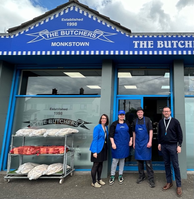 The Butchers Monkstown move to larger butcher shop supported by Mallusk Enterprise Park Business Advisers Louise Parkes and Peter Weir through the OPTIMAL business growth support programme