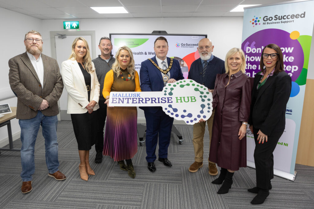 Mallusk Enterprise Hub hosts Inaugural Health and Wellbeing Day. This exclusive event organised by the Business Advice team at Mallusk Enterprise Park and funded by Antrim and Newtownabbey Borough Council Go Succeed programme offered entrepreneurs, self employed individuals and business owners an opportunity to take a day to prioritise both their physical and mental well-being. Attended by the Mayor of Antrim and Newtownabbey, Councillor Mark Cooper, BEM, visitors of the popular event had the chance to hear from keynote speakers Billy Dixon and Cathy Mahon-Davey, tried complimentary taster therapies, including reflexology from registered nurse Lorraine Cairns of Amethyst Holistics NI and reiki from Julie Tully BA (Hons), RMT. Delegates also enjoyed a range of nutritious food supplied by the catering service of the new social enterprise café located in the business park, B Social Deli.